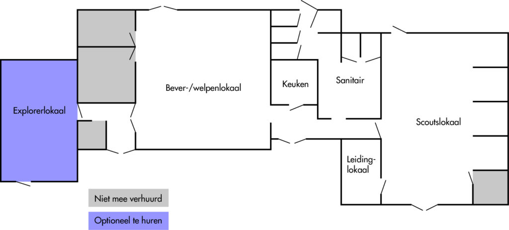 Een plattegrond van het clubhuis van Scouting Frederik Hendrik