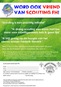 De flyer van de Vrienden van FH