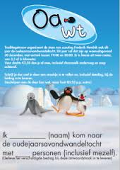 De poster voor de oudejaarsavondwandeltocht van 2015