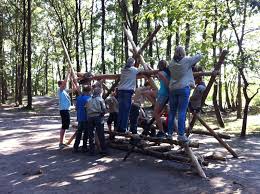 Scouts pionieren een familieschommel